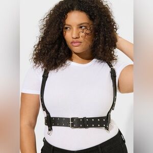 Torrid black faux leather body harness, adjustable, size 3X